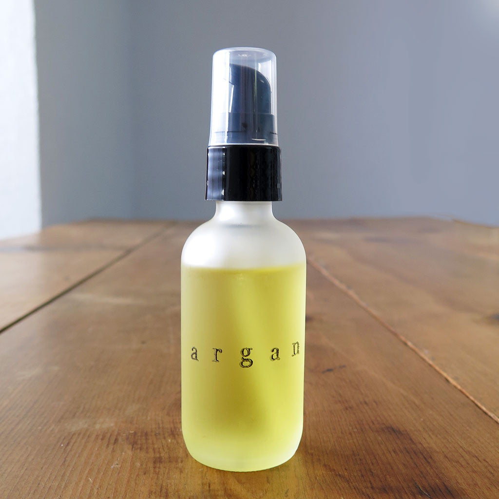 Organic Argan Oil in 2 oz Frosted Pump Glass Bottle