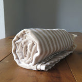 Peshtemal Striped Cotton Turkish Towel in Tan