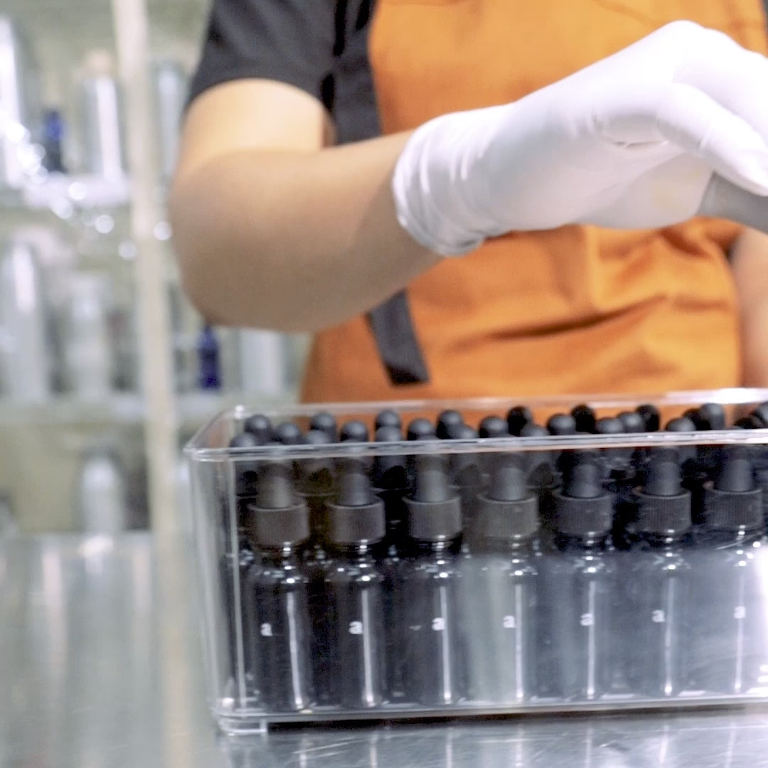 The creation of our Age Care Facial Serum with this video, showcasing the handcrafted process in our lab.